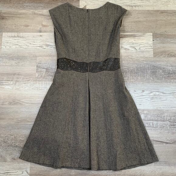 Peruvian Connection Wool Blend Houndstooth Dress Leather Waist Trim US 6 - Picture 4 of 7